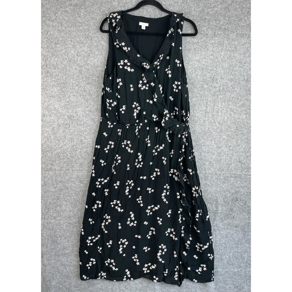 J. Jill Star Floral V-Neck Sleeveless Ruffle-Trimmed Maxi Dress Petite XL PXL
